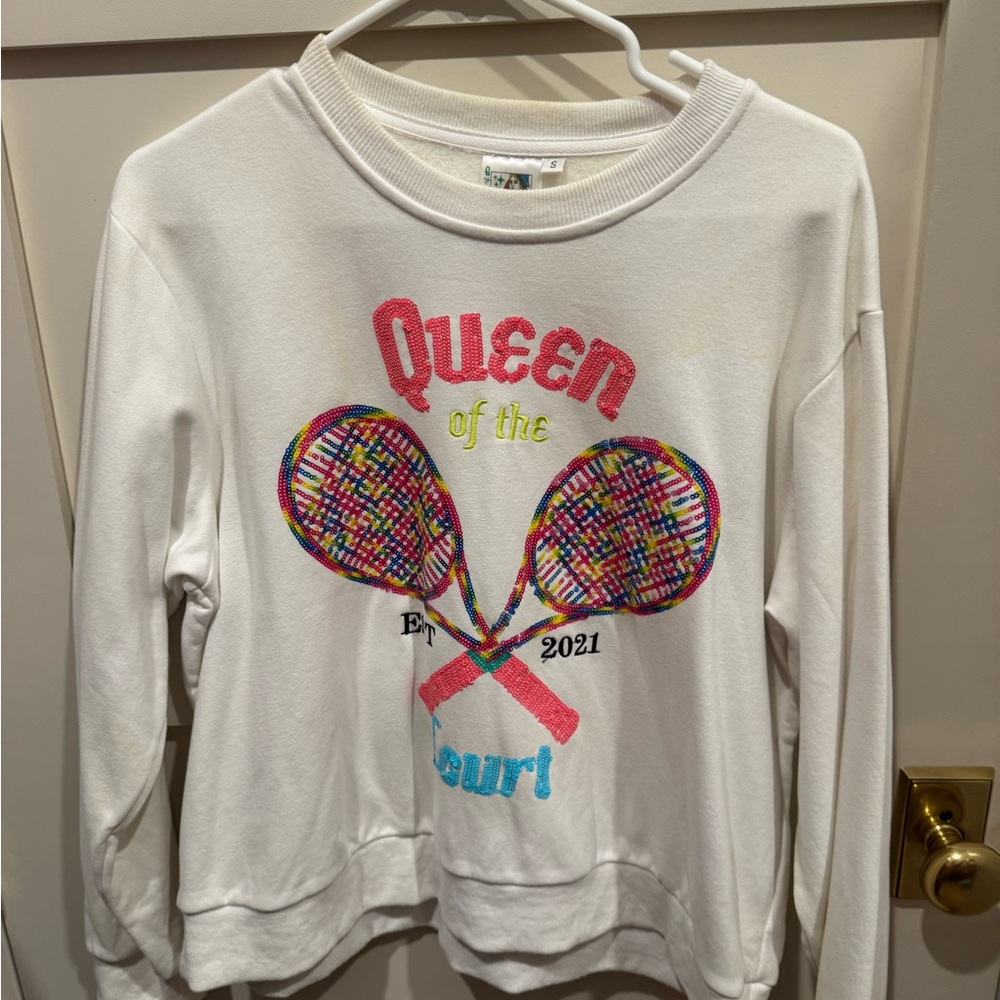 Queen of sparkles tennis sweatshirt